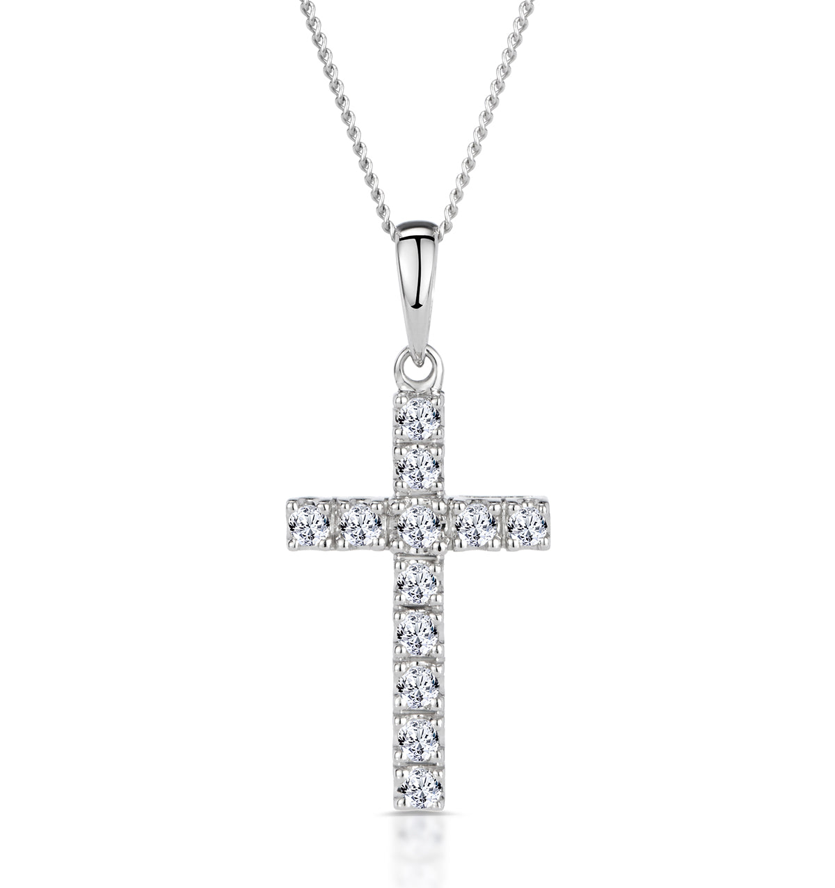 Lab Diamond Cross Necklace Pendant 0.22ct set in 925 Silver